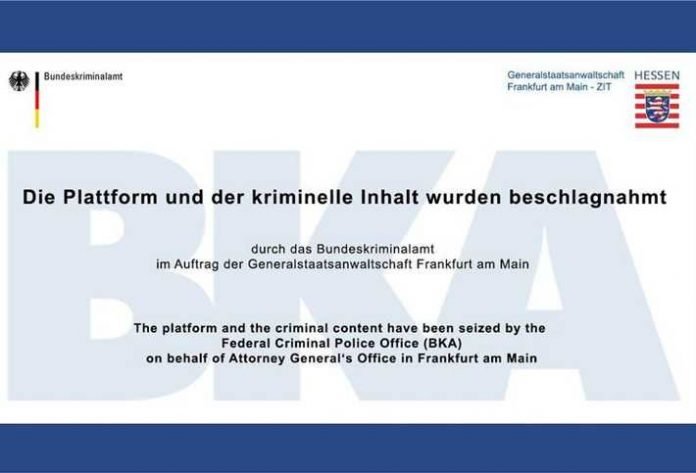 Sicherstellungsbanner - Die Platform, das Forum und der Server wurden vom BKA beschlagnahmt