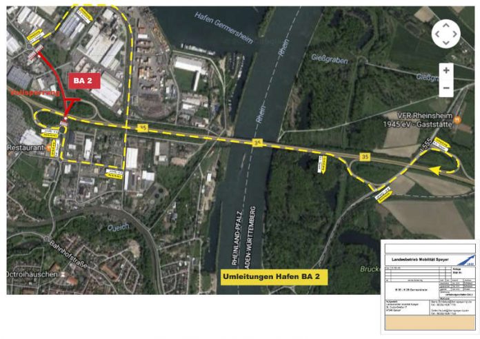 Umleitungen Hafen BA 2 (Grafik: LBM Speyer)