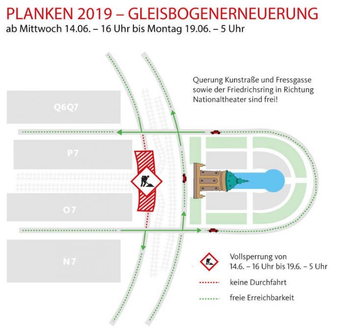 Bereich der Gleisbogenerneuerung (Quelle: Stadt Mannheim)