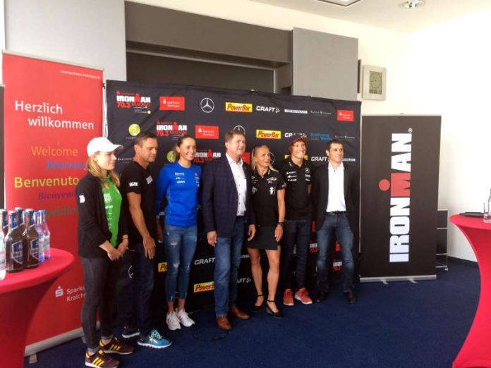 Laura Lindemann, Thomas Hellriegel, Laura Philipp, Martin Wolff, Yvonne van Vlercken, Sebastian Kienle, Björn Steinmetz (Foto: Ironman)