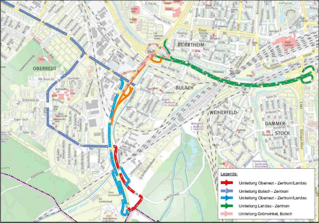 Umleitung zur Baustelle L605 (Plan: TBA)