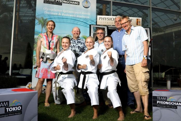 v.l.n.r. Anja Siegert (Projektleitung Team Tokio), Christine Heinrich, Martin Strauß (BCRN), Jasmin Bleul, Richard Seipp (BCRN), Dr. Siegfried Wolf (Präsident des KVBW), Norbert König (ZDF Sportreporter) (Foto: Team Tokio)