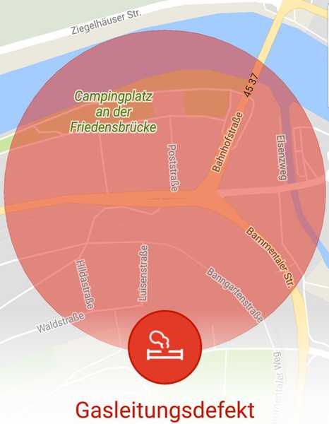 Gasleitungsdefekt in Neckargemünd (Bild: Katwarn) Gasleitungsdefekt in Neckargemünd (Bild: Katwarn)