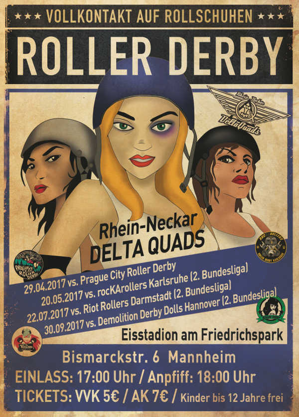 DELTA QUADS vs. RIOT ROLLERS - 3. Bundesligaspiel 2017 Veranstaltungsplakat Veranstaltungsplakat