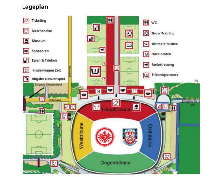 Lageplan zur Saisoneröffnungsfeier (Quelle: Eintracht Frankfurt) Lageplan zur Saisoneröffnungsfeier (Quelle: Eintracht Frankfurt)