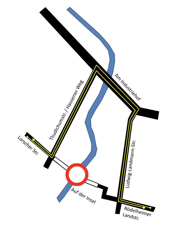 Umleitungsskizze (Grafik: Stadt Frankfurt)