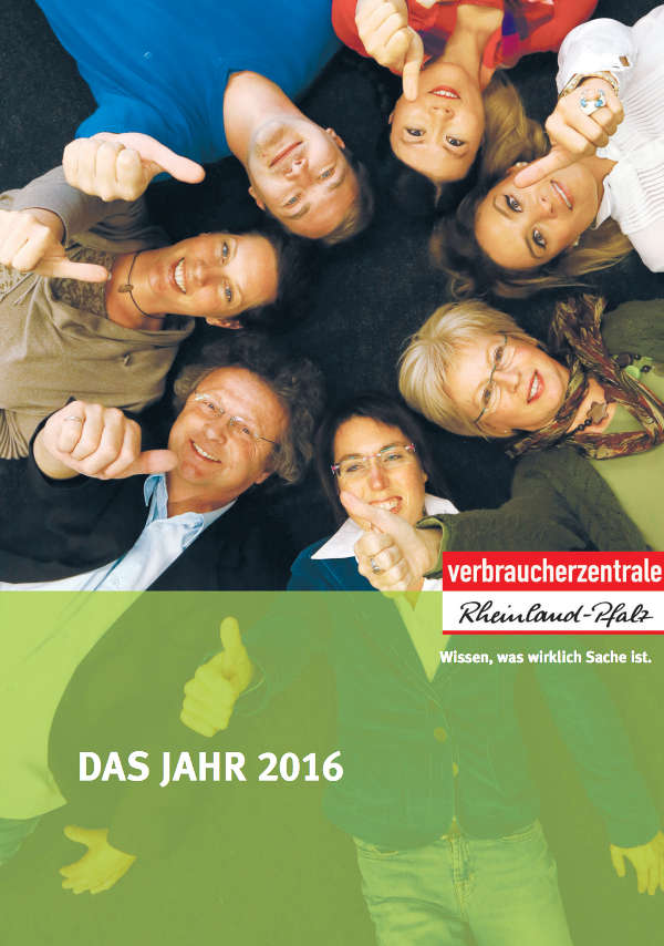 Titelseite des Jahresberichts 2016 (Quelle: Verbraucherzentrale RLP)