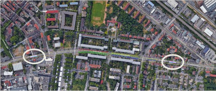 Kartenausschnitt zur Baustelle (Quelle: RNV) Kartenausschnitt zur Baustelle (Quelle: RNV)