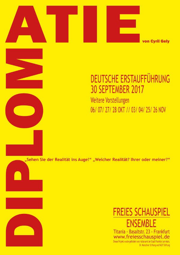 Diplomatie, Plakatmotiv (Quelle: Freies Schauspiel Ensemble) Diplomatie, Plakatmotiv (Quelle: Freies Schauspiel Ensemble)