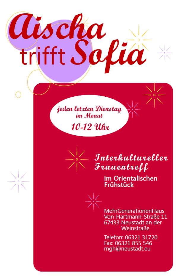 Frauentreff beim Orientalischen Frühstück Veranstaltungsplakat (Quelle: Stadtverwaltung Neustadt)