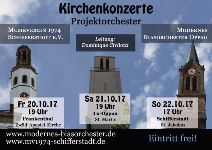 Dirigent Dominique Civilotti studiert mit dem Modernen Blasorchester „Kurpfalz“ Oppau (MBO) konzertante und klassische Werke für die Kirchenkonzertreihe (20.-22. Oktober 2017) ein. (Foto: MBO)