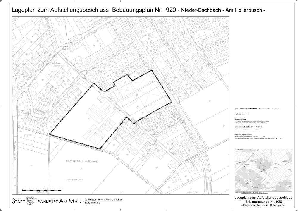 Lageplan B-Plan am Hollerbusch (Quelle: Stadt Frankfurt)