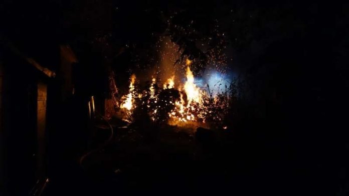 Zwei Gartenhütten brannten nieder (Foto: Feuerwehr Wiesbaden)