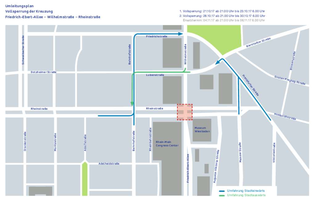 Grafik zur Sperrung Wilhelmstraße/ Rheinstraße (Quelle: ESWE)