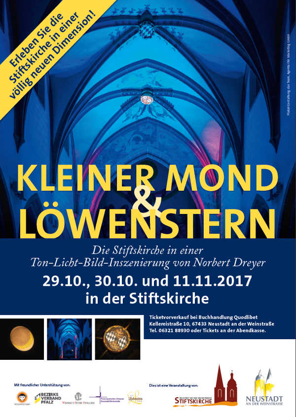 Ton-Licht-Bild Installation in der Neustadter Stiftskirche Veranstaltungsplakat (Quelle: Stiftskirchengemeinde Neustadt)