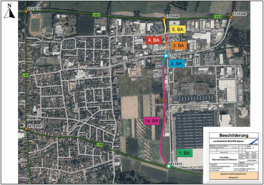 Die Arbeiten werden in fünf Bauabschnitte unterteilt (Quelle: LBM Speyer)