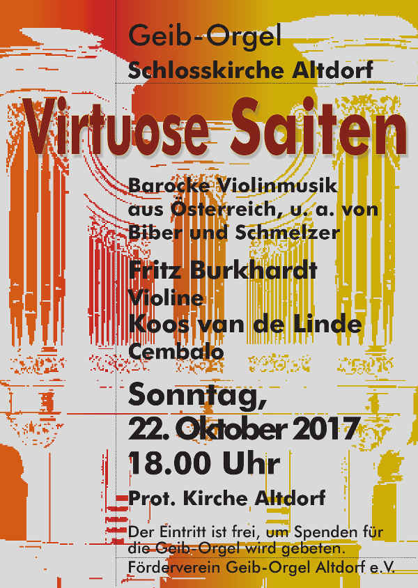 Virtuose Violinmusik des Barock am 22. Oktober Veranstaltungsplakat