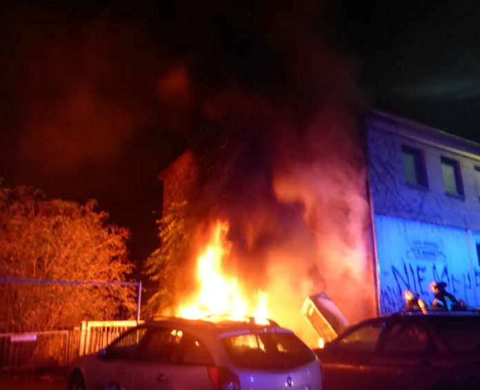 Ein Sperrmüllhaufen brannte (Foto: Feuerwehr Mainz) Ein Sperrmüllhaufen brannte (Foto: Feuerwehr Mainz)