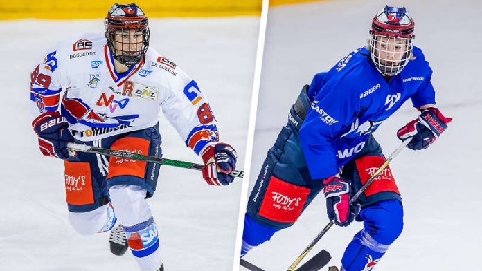 v.l.: Pierre Preto, Moritz Seider (Foto: Adler Mannheim)