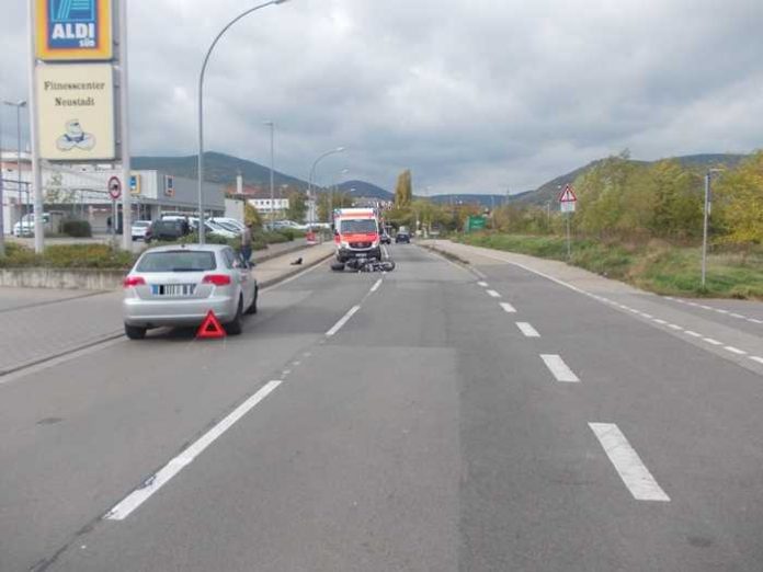 Unfallstelle in der Speyerdorfer Straße Unfallstelle in der Speyerdorfer Straße
