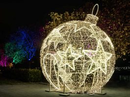 Die beliebte begehbare Weihnachtskugel steht jetzt am Rheinufer (Foto: Christian Volz)