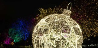 Die beliebte begehbare Weihnachtskugel steht jetzt am Rheinufer (Foto: Christian Volz)