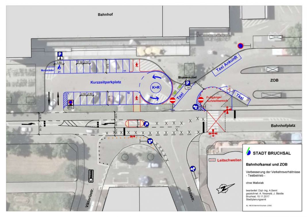 Plan für die Neuordnung des Bahnhofsareals (Quelle: Stadt Bruchsal)