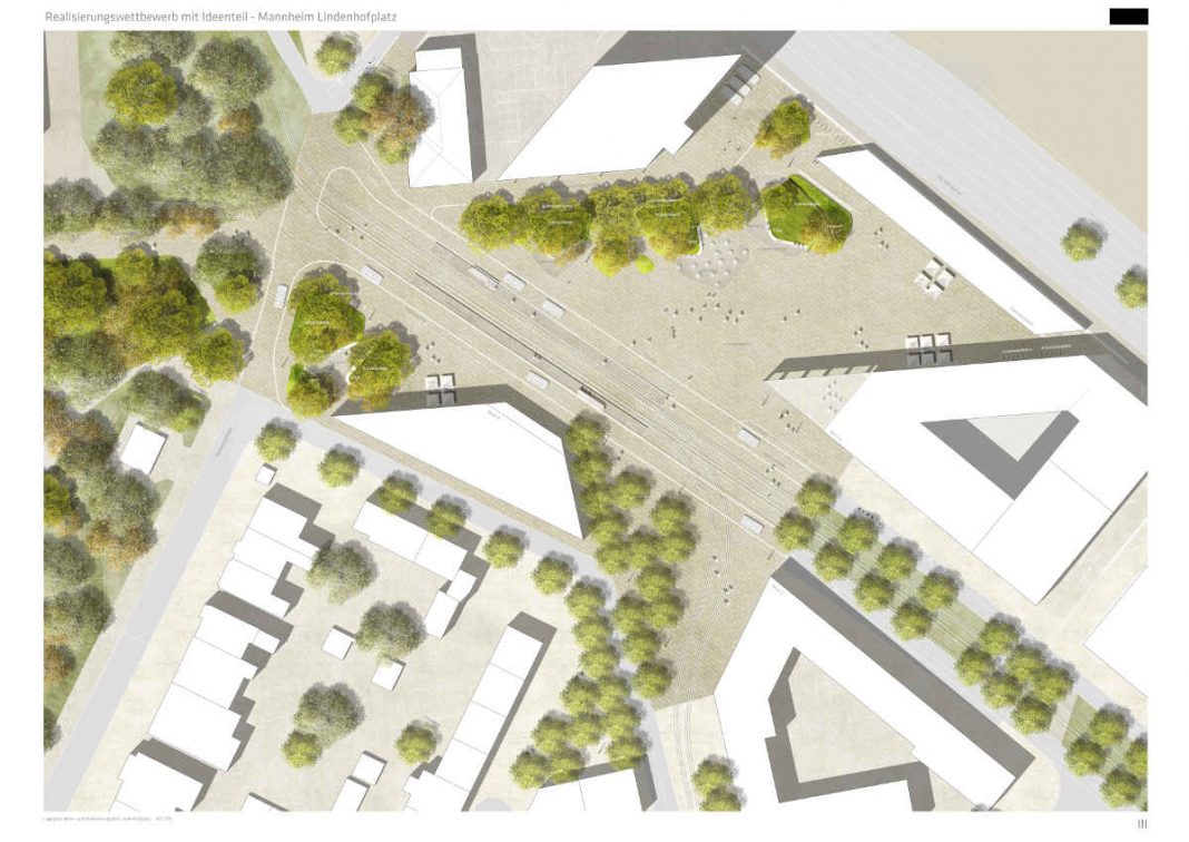 Visualisierung des neuen Linderhofplatzes aus der Vogelperspektive (Quelle: Stadt Mannheim)