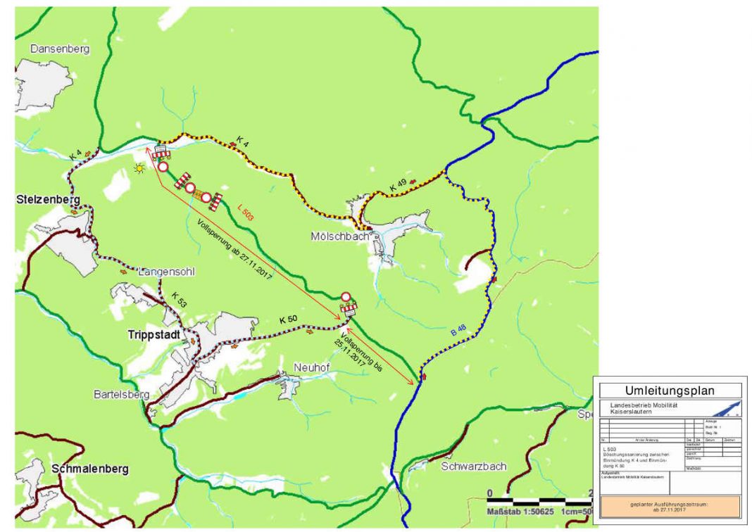 Umleitungsplan - Skizze (Quelle: LBM Kaiserslautern)