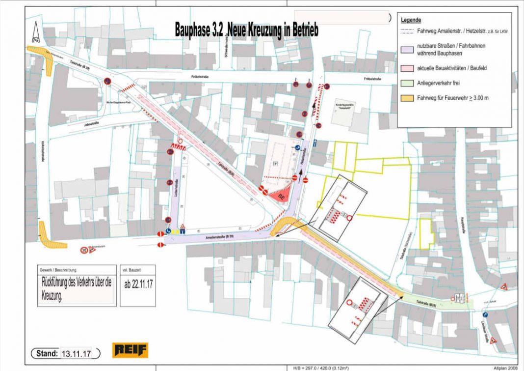 Talstraße, Verkehrsplan 3.2 vom 13.11.17 (Quelle: Stadtverwaltung Neustadt)