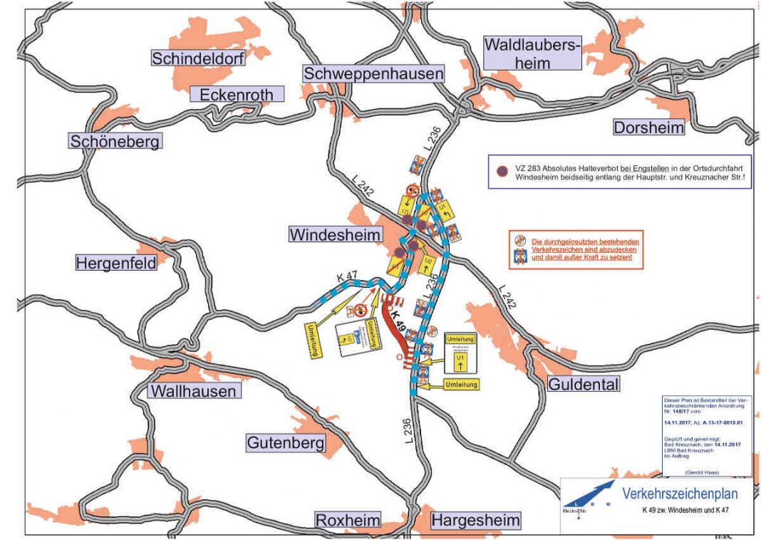 Verkehrszeichenplan (Quelle: LBM Bad Kreuznach)