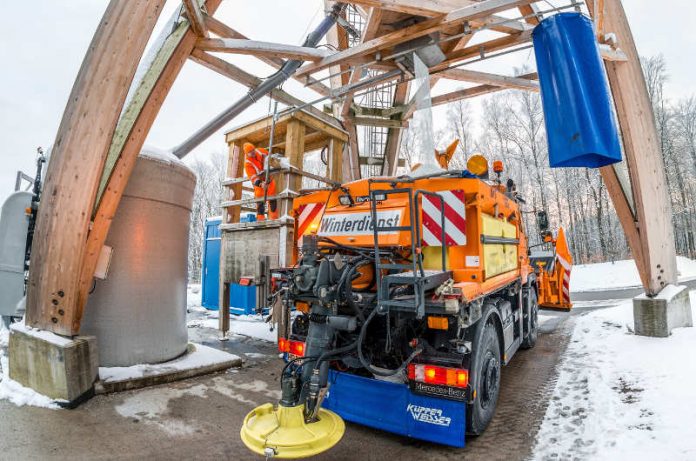 Die Salzlager in den acht Winterdienst-Stützpunkten des Rhein-Neckar-Kreises (unser Bild zeigt das große Silo in Vorderheubach (Heiligkreuzsteinach) sind gut gefüllt. (Foto: Landratsamt Rhein-Neckar-Kreis)