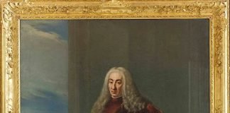 „Bildnis des Almoro Barbaro Prokurator von San Marco“ von Fortunato Pasquetti, 1750, Öl auf Leinwand, 239,5 x 163 cm mit ursprünglichem Zierrahmen nach der Restaurierung (Foto: Wolfgang Fuhrmannek, HLMD)