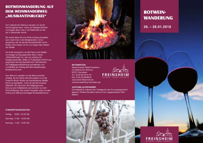 Flyer Rotweinwanderweg Freinsheim Flyertitelseite (Quelle: Verkehrsverein Freinsheim)