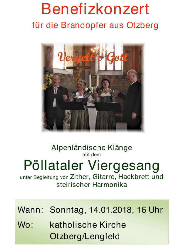 Benefizkonzert für die Brandopfer in Lengfeld Veranstaltungsplakat