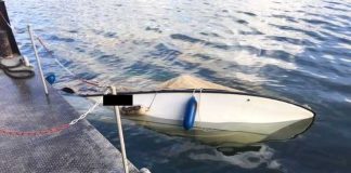 Gesunkenes Sportboot im Binger Hafen