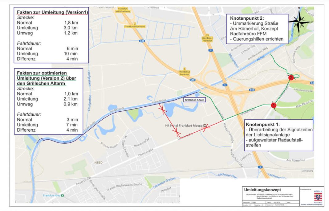 A 648 Niddaufer Übersichtsplan Umleitungskonzept (Quelle: Hessen Mobil)