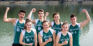 v.l. hinten: Alexej Karle, Jochen Wiehn, Monica Plesa, Tomislav Jost; v.l.vorne: Maya Miller, Greta Köszeghy, Lisa Neureuther (Foto: ©GES_Rheinbrüder)