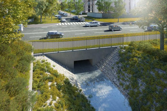 Neue Brücke über den Luderbach an der Kennedyallee, Visualisierung (Foto: Stadt Frankfurt/Horvath)