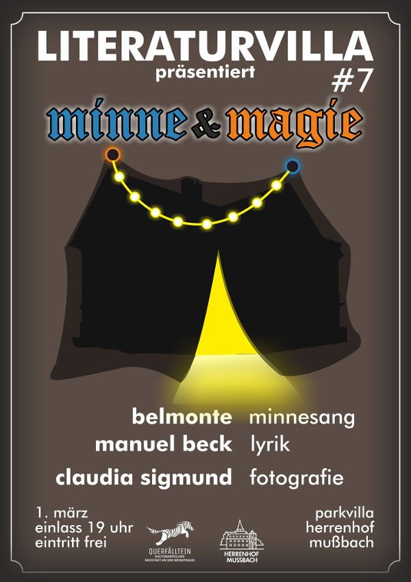 Literaturvilla #7 präsentiert „Minne & Magie“ Veranstaltungsplakat