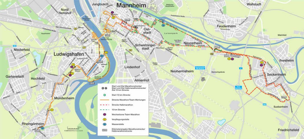 SRH Dämmer Marathon 2018 - Strecke alle Wertungen (Quelle: M3 GmbH & Co. KG)