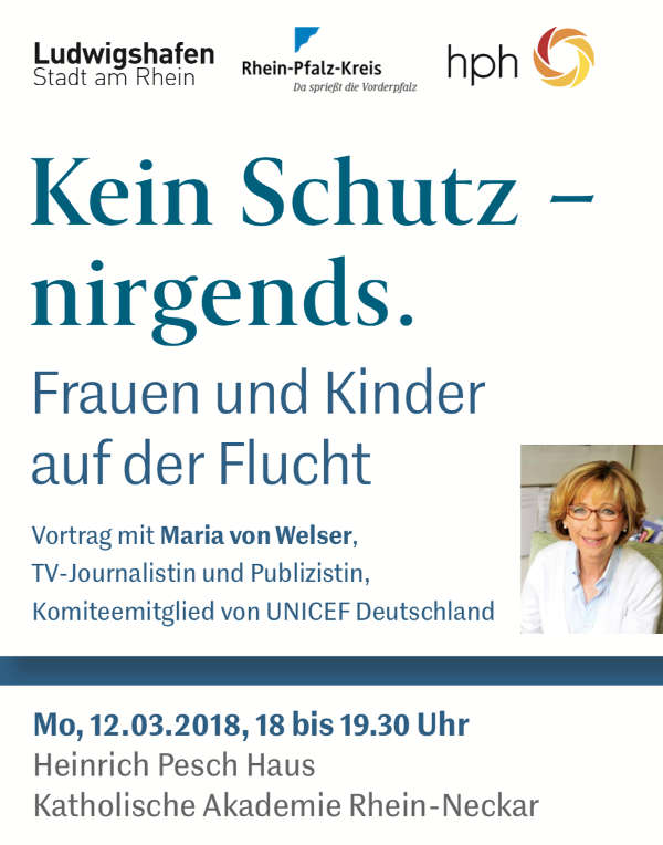 „Kein Schutz - nirgends“ – Vortrag zum Thema Frauen und Kinder auf der Flucht Veranstaltungsplakat