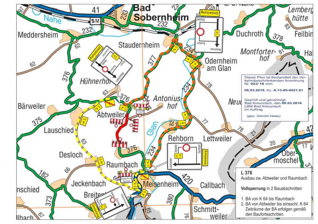 Umleitungsplan (Quelle: LBM Bad Kreuznach)
