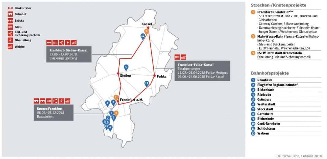 Regionale Bauvorhaben 2018 in Hessen (Quelle: Deutsche Bahn)