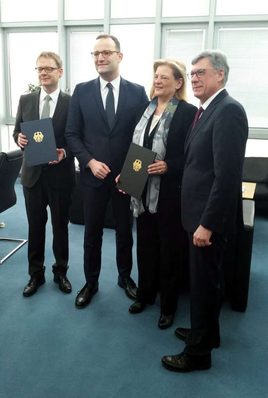 Parlamentarischer Staatssekretär Dr. Thomas Gebhart, Bundesgesundheitsminister Jens Spahn, Parlamentarische Staatssekretärin Sabine Weiss, Staatssekretär Lutz Stroppe. (Foto: Thomas Gebhart, MdB)