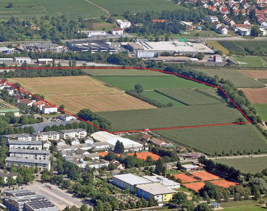 Das neue Gewerbegebiet „Hintere Mult“ (Foto: Stadtverwaltung Weinheim)