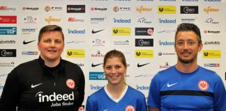 Leiten bis zum Saisonende interimsmäßig die 1. Fußballfrauen: Tina Wunderlich, Gritt Broening und Carlos Pereira (v.l.) (Foto: Eintracht Frankfurt)