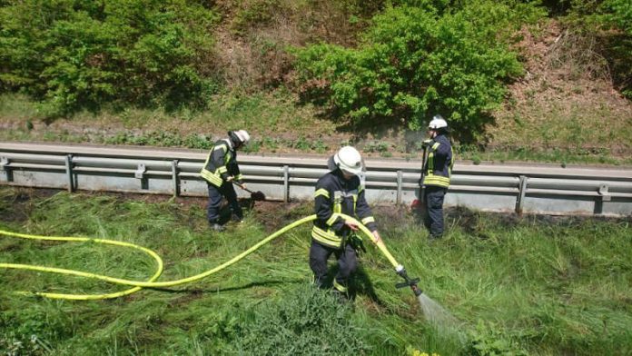 Löscharbeiten (Foto: Presseteam der Feuerwehr VG Lambrecht)