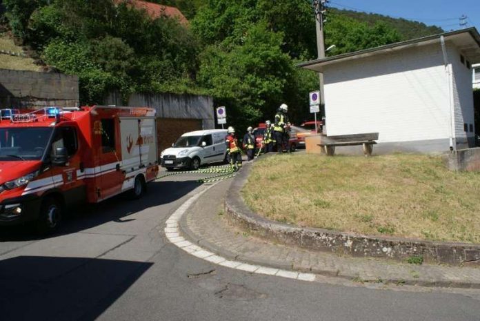 Die Feuerwehr löschte die brennende Parkbank (Foto: Presseteam der Feuerwehr VG Lambrecht)