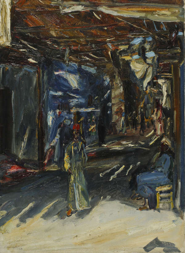 Max Slevogt, Bazar in Assuan I, 1914 (Quelle: Hessisches Landesmuseum / Wolfgang Fuhrmannek) Max Slevogt, Bazar in Assuan I, 1914 (Quelle: Hessisches Landesmuseum / Wolfgang Fuhrmannek)